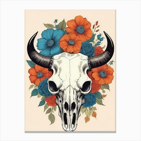 Floral Bison Skull (36) Canvas Print