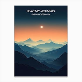 Poster Of Heavenly Mountain   California Nevada, Usa, Ski Resort Illustration 0 Canvas Print