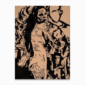 Nude Woman Black and White Canvas Print