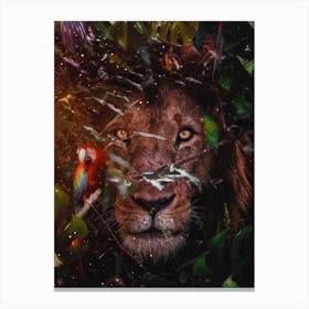 Lion Hidden In The Leaves Canvas Print