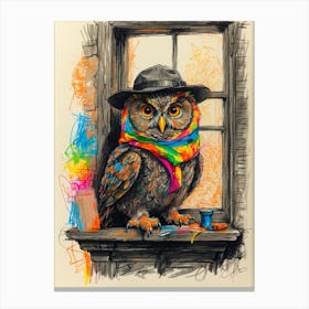Owl In Hat Canvas Print