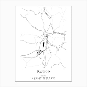 Kosice,Slovakia Minimalist Map Canvas Print