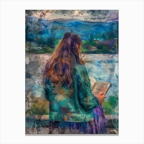 Girl Reading A Book 5 Canvas Print