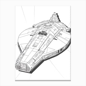 The Millennium Falcon (Star Wars) Fantasy Inspired Line Art 4 Canvas Print