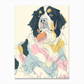 Pastel Bernese Mountain Dog Watercolour Line Illustration 4 Canvas Print