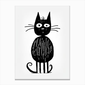 Ink Cat Line Drawing 7 Canvas Print