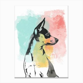 Pinscher Dog Pastel Line Watercolour Illustration  2 Canvas Print