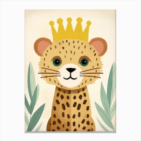 Little Cheetah 3 Wearing A Crown Canvas Print