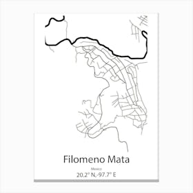 Filomeno Mata,Mexico Minimalist Map Canvas Print