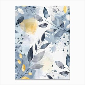 Blue And Yellow Leaves 6 Canvas Print