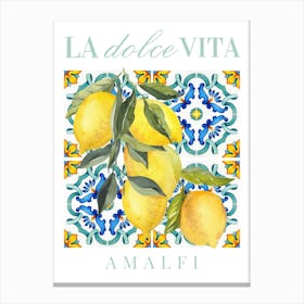 Lemon Mediterranean Tile Print Canvas Print