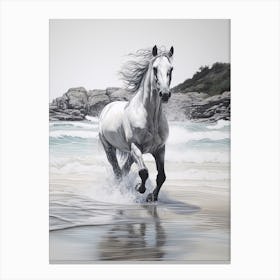 A Horse Oil Painting In Lopes Mendes Beach, Brazil, Portrait 4 Canvas Print