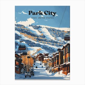 Park City Utah Snow Travel Art Illustration Canvas Print