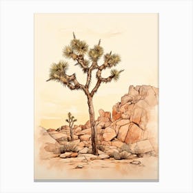  Minimalist Joshua Tree At Dawn In Desert Line Art 2 Canvas Print