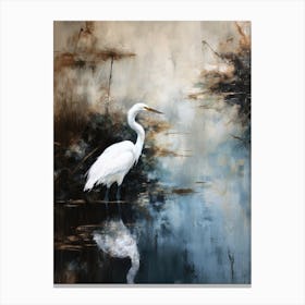 Egret In Lake Canvas Print