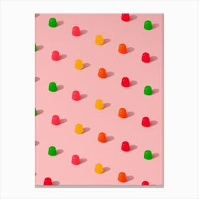 Dots Candy Gum Drops Repeating Pattern On A Pink Background Canvas Print