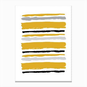 Mustard and Black Abstract Stripes Canvas Print