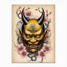 Floral Irezumi The Traditional Japanese Tattoo Hannya Mask (38) Canvas Print