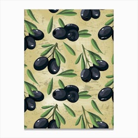Olives Seamless Pattern Vector - olives poster, kitchen wall art Canvas Print