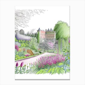 Powis Castle Gardens, United Kingdom Vintage Pencil Drawing Canvas Print