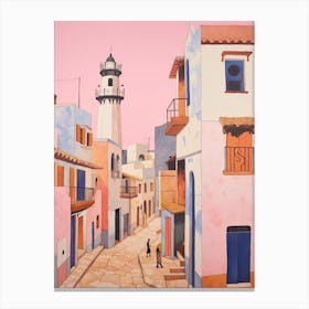 Faro Portugal 3 Vintage Pink Travel Illustration Canvas Print