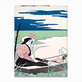 Woman Fishing From A Boat Illustration, Edward Penfield Canvas Print
