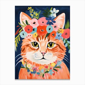 Norwegian Forest Cat With A Flower Crown Painting Matisse Style 2 Canvas Print
