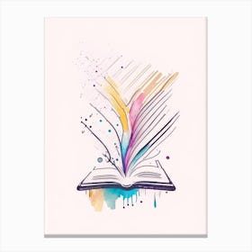 Open Book Symbol Minimal Watercolour Canvas Print