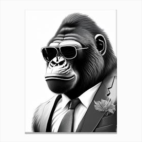 Gorilla In Tuxedo Gorillas Pencil Sketch 2 Canvas Print