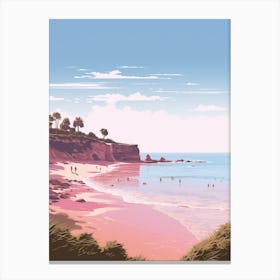 An Illustration In Pink Tones Of  Grange Beach Australia 1 Canvas Print