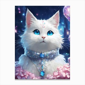 White Cat With Blue Eyes 4 Canvas Print