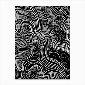 Wavy Sketch In Black And White Line Art 11 Canvas Print