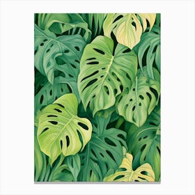 Monstera Leaves Seamless Pattern 1 Canvas Print