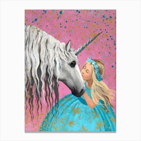 Unicorn And Princess 3 Canvas Print