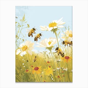 European Honey Bee Storybook Illustration 10 Canvas Print