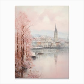 Dreamy Winter Painting Zurich Switzerland 7 Canvas Print