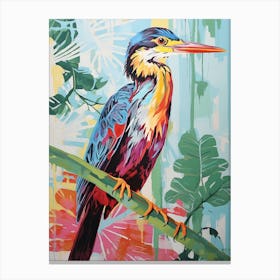 Colourful Bird Painting Green Heron 2 Canvas Print