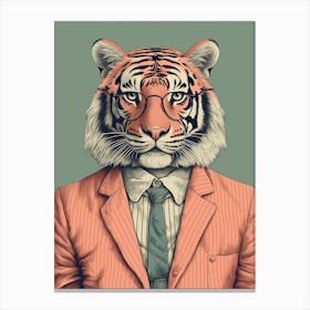 Tiger Illustrations Wearing A Smart Shirt 3 Canvas Print