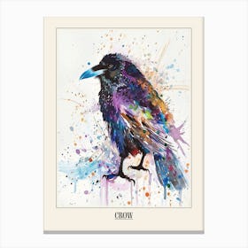 Crow Colourful Watercolour 2 Poster Canvas Print