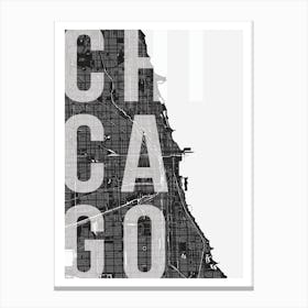 Chicago Mono Street Map Text Overlay Canvas Print