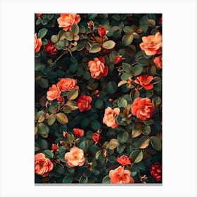 Wallpaper Roses Inspired By William Morris 1 Canvas Print