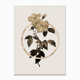 Gold Ring Tea Scented Roses Bloom Glitter Botanical Illustration n.0229 Canvas Print