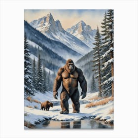 Bigfoot In The Snow Canvas Print