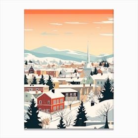 Retro Winter Illustration Geneva Switzerland Canvas Print