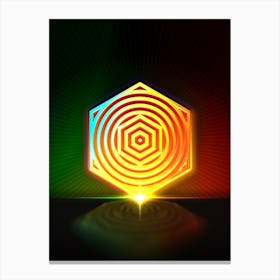 Neon Geometric Glyph in Watermelon Green and Red on Black n.0363 Canvas Print