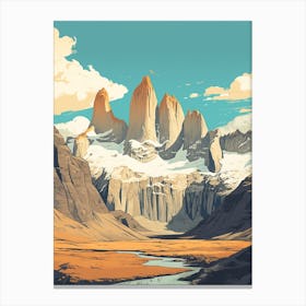 Torres Del Paine Circuit Chile 3 Hiking Trail Landscape Canvas Print