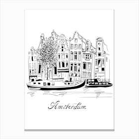 Amsterdam Cityscape Illustration Print Art Canvas Print