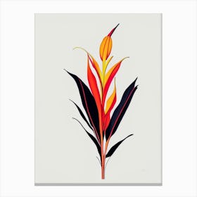 Heliconia Floral Minimal Line Drawing 5 Flower Canvas Print