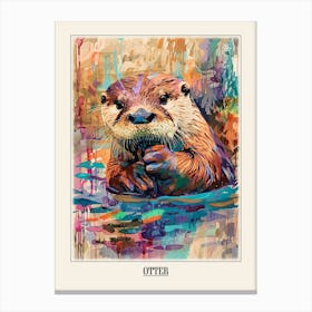 Otter Colourful Watercolour 4 Poster Canvas Print