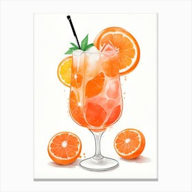 Aperol With Ice And Orange Watercolor Vertical Composition 49 Canvas Print